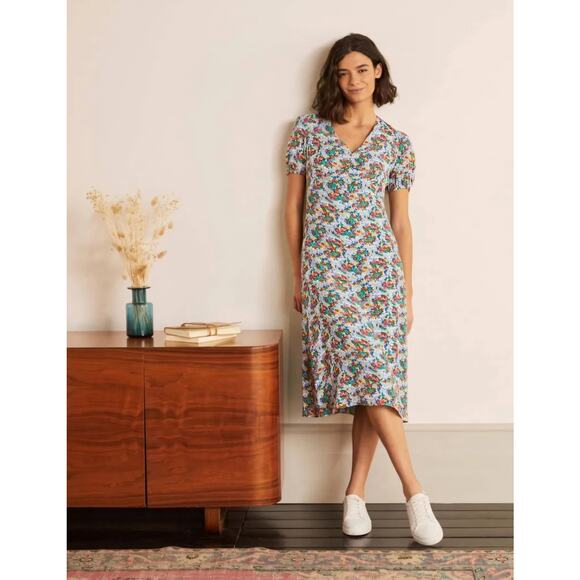 Boden Hazy Blue Ditsy Field Floral Tessa Midi Dress Size 10R - Picture 16 of 16